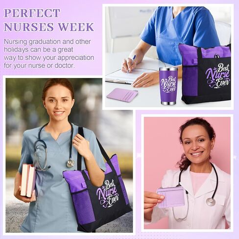Tiangrid 3 Pcs Nurse Gift for Women Men Zippered Nurse Tote Bag 20oz Tumbler Cup with Lid Credit Card Holder for Nurse Gift in Saudi Arabia