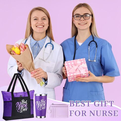Tiangrid 3 Pcs Nurse Gift for Women Men Zippered Nurse Tote Bag 20oz Tumbler Cup with Lid Credit Card Holder for Nurse Gift in Saudi Arabia