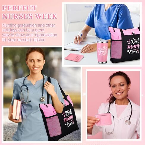 Tiangrid 3 قطع ممرضة هدية للنساء الرجال انغلق ممرضة حمل حقيبة 20 أوقية بهلوان كوب مع غطاء حامل بطاقة الائتمان ل ممرضة هدية in Kuwait