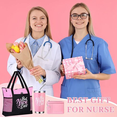 Tiangrid 3 قطع ممرضة هدية للنساء الرجال انغلق ممرضة حمل حقيبة 20 أوقية بهلوان كوب مع غطاء حامل بطاقة الائتمان ل ممرضة هدية in Kuwait