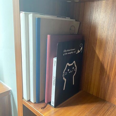 KelBay Office Heavy Duty Bookends Decorative, Cat Design Metal Sturdy Book Ends Stopper with Anti Slip Rubber Base Hold Support Black k-02 bookend in Saudi Arabia