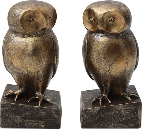 Bloomingville 2 Piece Resin Owl Bookends with Bronze Finish 02-Decorative Accents in Saudi Arabia