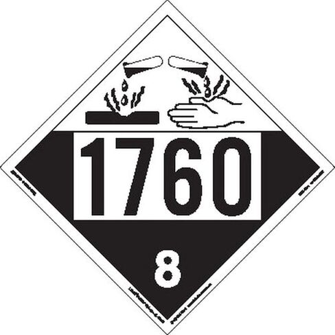 Labelmaster ZRV41760 UN 1760 لافتة المواد الخطرة المسببة للتآكل، فينيل صلب (عبوة من 25 قطعة) in Kuwait