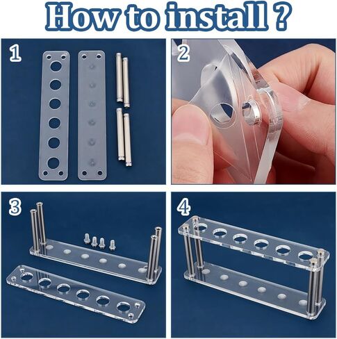 OLYCRAFT 12 مآخذ واضح الاكريليك اختبار أنبوب رف اختبار أنبوب عرض موقف الاكريليك الطرد المركزي رف الزجاج حامل رف شفاف حامل أنبوب اختبار لمختبر الكيمياء أنبوب اختبار 4.4x2.8x3.6 بوصة in Kuwait