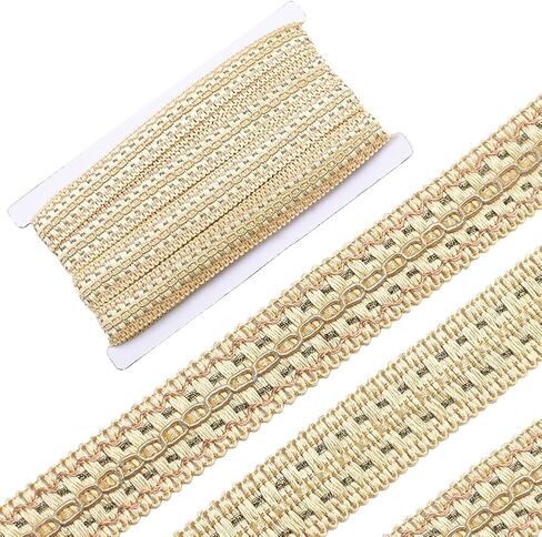 GORGECRAFT 13 Yards Gimp Braid Trim 2.6cm Wide Polyester Woven Upholstery Basic Trim Decorative Fabric Fringe Lace Ribbon for Sewing Crafting Costume DIY Jewelry Home Curtain Decoration Light Khaki in Saudi Arabia