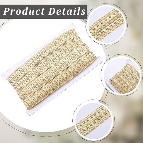 GORGECRAFT 13 Yards Gimp Braid Trim 2.6cm Wide Polyester Woven Upholstery Basic Trim Decorative Fabric Fringe Lace Ribbon for Sewing Crafting Costume DIY Jewelry Home Curtain Decoration Light Khaki in Saudi Arabia