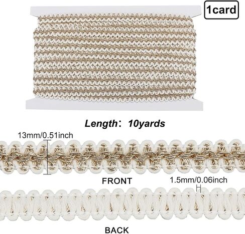 WADORN 10 Yards Polyester Woven Braid Trim, 13mm Wide Braided Lace Ribbon Wave Pattern Decorative Gimp Trim for DIY Curtain Sewing Braid Trim Garment Lampshade Home Accesories, Black in Saudi Arabia