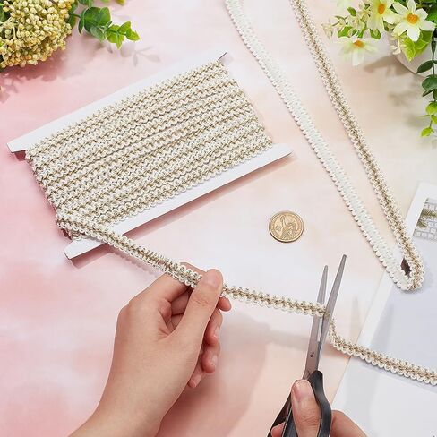 WADORN 10 Yards Polyester Woven Braid Trim, 13mm Wide Braided Lace Ribbon Wave Pattern Decorative Gimp Trim for DIY Curtain Sewing Braid Trim Garment Lampshade Home Accesories, Black in Saudi Arabia