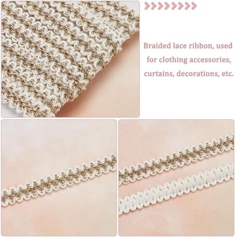 WADORN 10 Yards Polyester Woven Braid Trim, 13mm Wide Braided Lace Ribbon Wave Pattern Decorative Gimp Trim for DIY Curtain Sewing Braid Trim Garment Lampshade Home Accesories, Black in Saudi Arabia