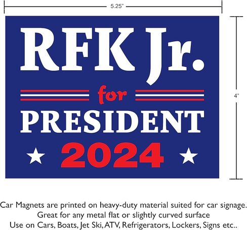 مغناطيس السيارة SignPro كينيدي 2024 | آر إف كيه جونيور للرئيس ماجنت | ملصق روبرت إف كينيدي جونيور 2024 المغناطيسي | مغناطيس سيارة مقاوم للطقس شديد التحمل 4x5.25 30 مل - قطعة واحدة in Kuwait