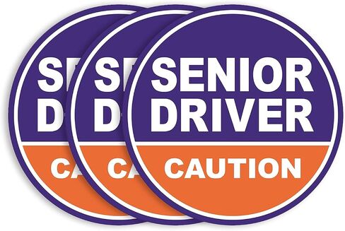 GEEKBEAR Senior Driver Car Magnet - Colorful, Reflective, Weather-Resistant - Circular 4.7 x 4.7 in (Yellow/Black, 3 Pack) in Saudi Arabia
