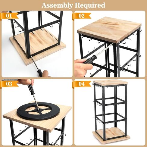 منظم حامل القرط من JuneHeart، حامل عرض القرط المعدني مع قاعدة خشبية 48 خطافًا منظم القرط للقلائد والأقراط وعرض المجوهرات القابلة للدوران للنساء والفتيات والبائعين in Kuwait