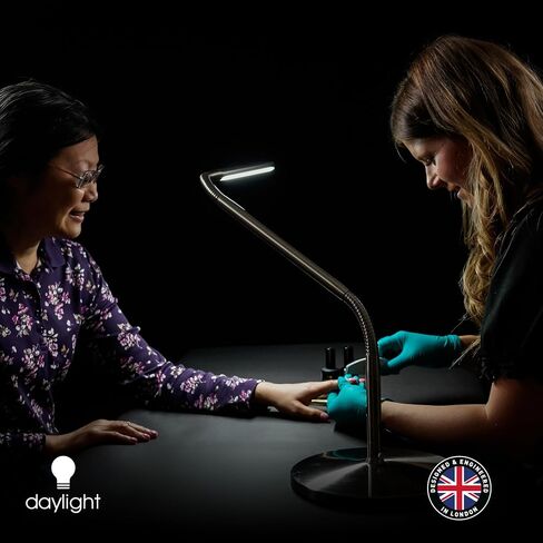 Daylight Company, LLC U35108 Slimline 3 Table Lamp-LED-80 CRI-Eye Care-4 Brightness Levels, 3,000 LUX at 30 cm, 1,065 LUMENS-4 Step DIMMER Mode, Brushed Steel, 25.6 x 30 x .8 in Saudi Arabia