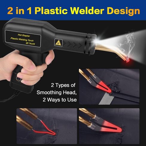 𝟏𝟕𝟎𝗪 Plastic Welder with 6 Types 1205pcs Staples,Upgraded Version 4-in-1 Plastic Welding Kit Car Bumper Repair Kit,Plastic Welder Gun with Smoothing Head for Car Bumper Kayaks Crack Repairs (Red) in Kuwait