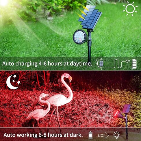 JSOT 600 LM الأضواء الشمسية في الهواء الطلق للحديقة، IP65 للماء أضواء الشمسية بقعة إضاءة المناظر الطبيعية للممر جدار حديقة الفناء الخلفي مسار درب 18LED الخرز الأبيض البارد 4 حزمة in Kuwait