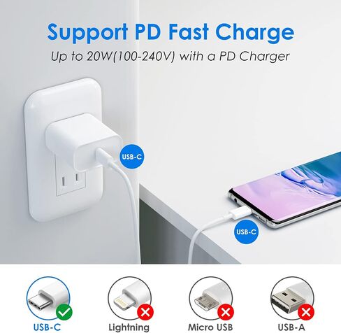 iPad 20W USB C Fast Charger, Compatible with iPad Pro 12.9, iPad Pro 11 inch 2022/2021/2020/2018, iPad Air 5th/4th, iPad Mini 6, 2022 iPad 10th Generation with 10foot USB C to C Charging Cable in Saudi Arabia