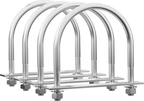 FOCMKEAS 4 Sets 304 Stainless Steel Round Bend U-Bolts 4.02"(102mm) Inner Width 5.35"(136mm) Length M10 with Nuts, Frame Plate, Washers, Accessories for Boat Trailer Axle Sailboat Trailer in Saudi Arabia