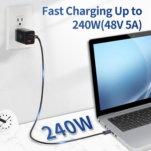 كابل USB C من YoungSelly أنثى إلى ذكر بطول 1.64 قدم، متوافق مع Thunderbolt 4/3، USB4/3، يدعم الشحن السريع بقوة 240 واط (48 فولت/5 أمبير كحد أقصى)، ونقل البيانات بسرعة 40 جيجابت في الثانية، وشاشة 8K، وشاشة مزدوجة 4K. in Kuwait