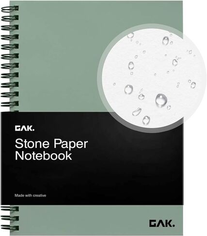 GAK. Stone Paper Notebook | No Lines Spiral Notebook Waterproof Sheet Aesthetic Journal for Note Taking | Notebooks for Work & Aesthetic School Supplies | Large Size, White (7.2"x10.1", 50 sheets) in Saudi Arabia