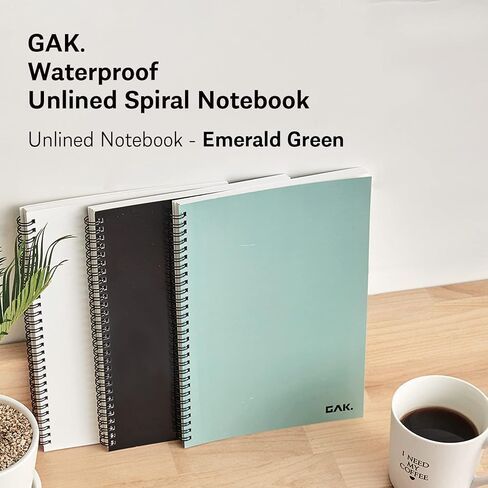 GAK. Stone Paper Notebook | No Lines Spiral Notebook Waterproof Sheet Aesthetic Journal for Note Taking | Notebooks for Work & Aesthetic School Supplies | Large Size, White (7.2"x10.1", 50 sheets) in Saudi Arabia