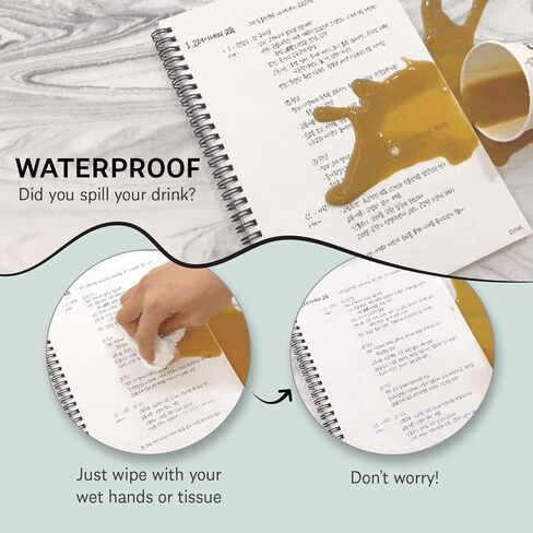 GAK. Stone Paper Notebook | No Lines Spiral Notebook Waterproof Sheet Aesthetic Journal for Note Taking | Notebooks for Work & Aesthetic School Supplies | Large Size, White (7.2"x10.1", 50 sheets) in Saudi Arabia