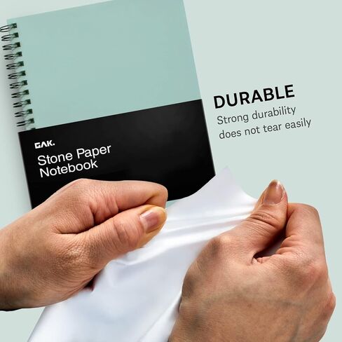 GAK. Stone Paper Notebook | No Lines Spiral Notebook Waterproof Sheet Aesthetic Journal for Note Taking | Notebooks for Work & Aesthetic School Supplies | Large Size, White (7.2"x10.1", 50 sheets) in Saudi Arabia