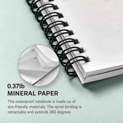 GAK. Stone Paper Notebook | No Lines Spiral Notebook Waterproof Sheet Aesthetic Journal for Note Taking | Notebooks for Work & Aesthetic School Supplies | Large Size, White (7.2"x10.1", 50 sheets) in Saudi Arabia