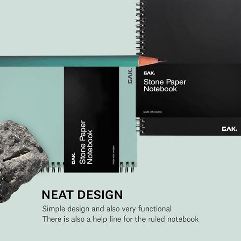GAK. Stone Paper Notebook | No Lines Spiral Notebook Waterproof Sheet Aesthetic Journal for Note Taking | Notebooks for Work & Aesthetic School Supplies | Large Size, White (7.2"x10.1", 50 sheets) in Saudi Arabia