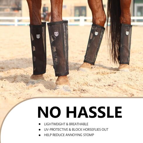 Harrison Howard Loose-Fitting Horse Fly Leggings Breathable, Tear-Resistant Fine Mesh Leg Guards Stay-on Comfortable Fly Boots (Set of 4) in Saudi Arabia