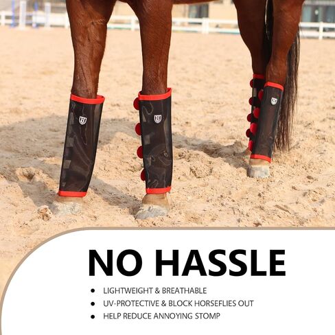Harrison Howard Loose-Fitting Horse Fly Leggings Breathable, Tear-Resistant Fine Mesh Leg Guards Stay-on Comfortable Fly Boots (Set of 4) in Saudi Arabia