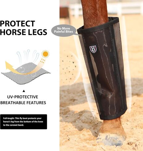 Harrison Howard Loose-Fitting Horse Fly Leggings Breathable, Tear-Resistant Fine Mesh Leg Guards Stay-on Comfortable Fly Boots (Set of 4) in Saudi Arabia