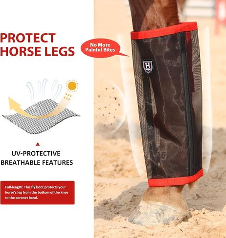 Harrison Howard Loose-Fitting Horse Fly Leggings Breathable, Tear-Resistant Fine Mesh Leg Guards Stay-on Comfortable Fly Boots (Set of 4) in Saudi Arabia