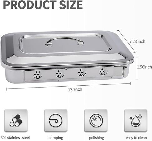 201 Stainless Steel Surgical Tray - Professional Dental Instrument Tray Medical Disinfection Dish with Lid & Recessed Handle Grip in Saudi Arabia
