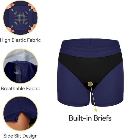 SHEKINI Women's Board Shorts Swimsuits Bottoms Tankini Boy Shorts Swimwear Bathing Suit Briefs Beach Trunks with Liner in Saudi Arabia