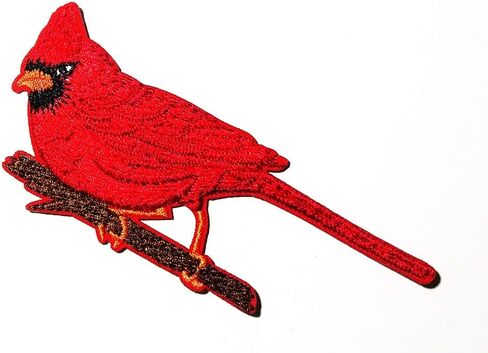 Pastor Bird Red Cardinal Bird Animal Logo Patch Embroidered Sew Iron On Patches Badge Bags Hat Jeans Shoes T-Shirt Applique in Saudi Arabia