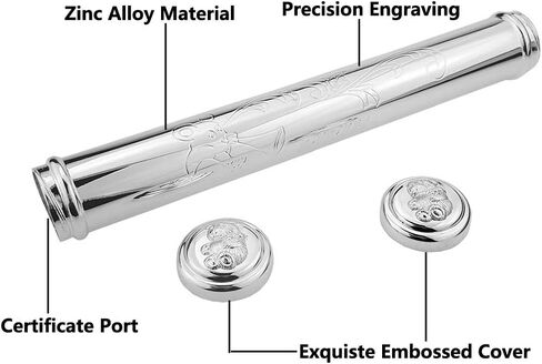 RUMUISE Birth Certificate Holder for Baby Keepsake Gift, Silver Plated Certificate Case, Metal Scroll Storage Tube for Baptism Decoration in Saudi Arabia