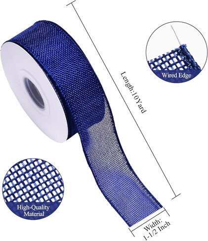 Ribest Burlap Baby Blue Wired Ribbon, 1 1/2 inch 10 Yard, Jute Ribbon for Decoration Bows Craft Gift Wrapping Wreath Sewing in Saudi Arabia