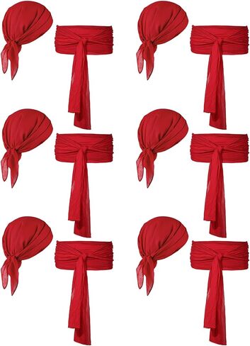 Bencailor 12 Pieces Pirate Costume Men Women Pirate Hat Pirate Head Scarf Pirate Sash Belt Dress Accessories for Party in Kuwait