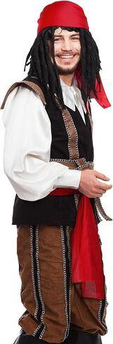 Bencailor 12 Pieces Pirate Costume Men Women Pirate Hat Pirate Head Scarf Pirate Sash Belt Dress Accessories for Party in Kuwait