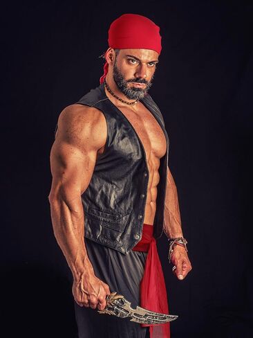 Bencailor 12 Pieces Pirate Costume Men Women Pirate Hat Pirate Head Scarf Pirate Sash Belt Dress Accessories for Party in Kuwait