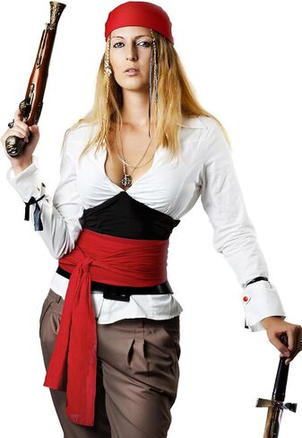 Bencailor 12 Pieces Pirate Costume Men Women Pirate Hat Pirate Head Scarf Pirate Sash Belt Dress Accessories for Party in Kuwait