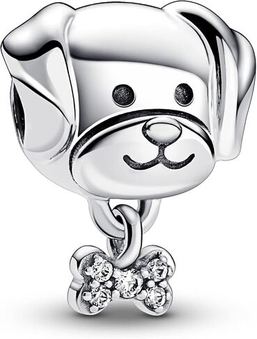 Pandora Pet Dog & Bone Charm - Compatible Moments Bracelets - Jewelry for Women - Gift for Women in Your Life - Made with Sterling Silver & Cubic Zirconia, No Gift Box in Saudi Arabia