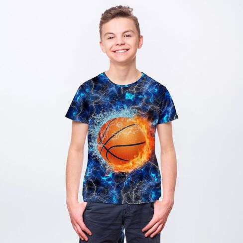 Betecoro 3D Graphic T-Shirt for Boys Girls, Casual Summer Short Sleeve Tops Tee Shirt T Shirt for Teen Youth 6-16 Years in Saudi Arabia