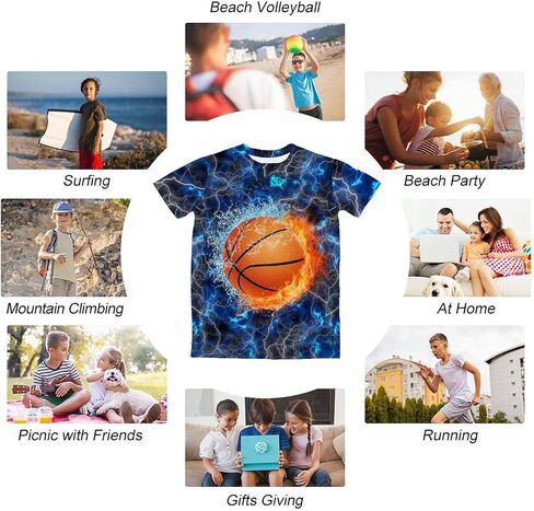 Betecoro 3D Graphic T-Shirt for Boys Girls, Casual Summer Short Sleeve Tops Tee Shirt T Shirt for Teen Youth 6-16 Years in Saudi Arabia
