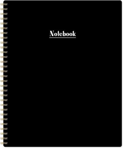 Notebook - Spiral Notebook, 8.45'' x 10.45'' College Ruled Notebook with 55 sheets/110 pages Thick Paper, Well-designed Cover, Inner Pocket, Black Journal for Women, Perfect Notebook for Work in Saudi Arabia