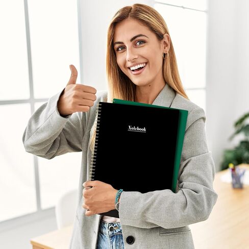 Notebook - Spiral Notebook, 8.45'' x 10.45'' College Ruled Notebook with 55 sheets/110 pages Thick Paper, Well-designed Cover, Inner Pocket, Black Journal for Women, Perfect Notebook for Work in Saudi Arabia