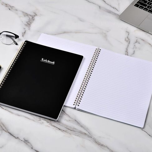 Notebook - Spiral Notebook, 8.45'' x 10.45'' College Ruled Notebook with 55 sheets/110 pages Thick Paper, Well-designed Cover, Inner Pocket, Black Journal for Women, Perfect Notebook for Work in Saudi Arabia