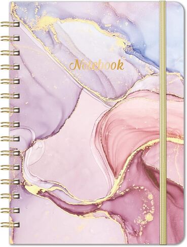 Spiral Notebook/Journal - Lined Notebook/Journal with Premium Thick Paper, 6.3" x 8.4", Twin-Wire Binding, Elastic Closure, Inner Pocket, 128 Pages/64 Sheets, Perfect for College, Office, Home in Kuwait