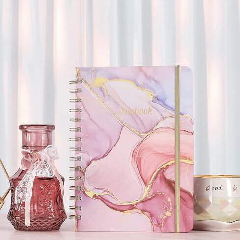 Spiral Notebook/Journal - Lined Notebook/Journal with Premium Thick Paper, 6.3" x 8.4", Twin-Wire Binding, Elastic Closure, Inner Pocket, 128 Pages/64 Sheets, Perfect for College, Office, Home in Kuwait