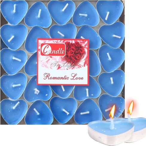 Heart Shaped Tealight Candles 50 Packs,25 * 2 Layers Romantic Love Unscented mokeless for Dinner Home Wedding (Red) in Saudi Arabia